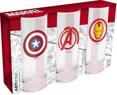 Набор бокалов ABYstyle: Капитан Америка и Железный Человек (Captain America and Iron Man) Мстители (Avengers) (ABYVER071) 3 шт