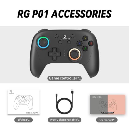 Геймпад беспроводной Anbernic (RG P01) Черный (Black) (Switch/PC/Android/IOS)