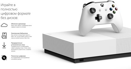Игровая приставка Microsoft Xbox One S All-Digital 1Tb Rus Белая + Minecraft + Sea of Thieves + Forza Horizon 3 