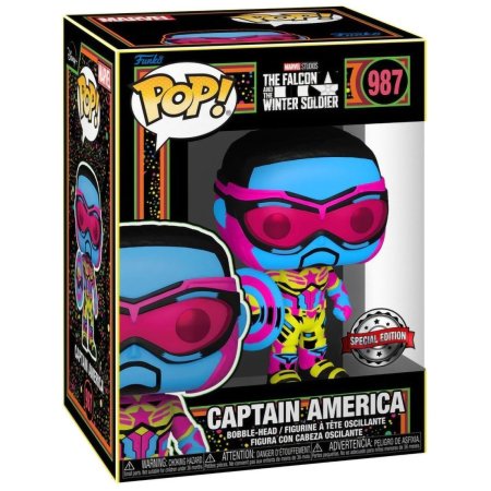 Фигурка Funko POP! Bobble: Капитан Америка Неон (Captain America (Black Light) (Exc)) Марвел: Сокол и Зимний Солдат (Marvel: The Falcon and Winter Soldier) (62755) 9,5 см