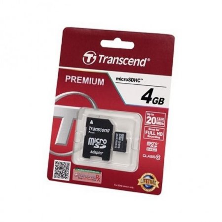 MicroSD   4GB Transcend Class 10 +SD  (PC) 