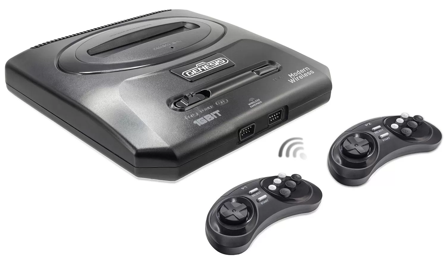 Игровая приставка 16 bit Sega Retro Genesis Modern Wireless (300 в 1) + 300  встроенных игр + 2 беспроводных геймпада (Черная)