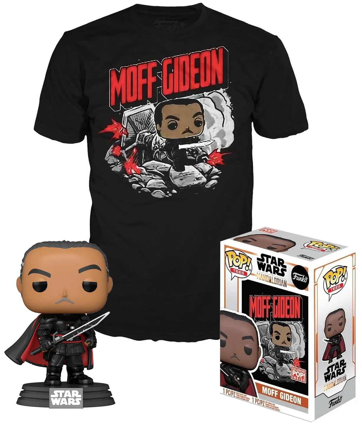 Набор Funko Pop and Tee: Фигурка Мофф Гидеон (Moff Gideon) Звездные Войны:  Мандалорец (Star Wars: The Mandalorian) (52702) 9,5 см + Футболка Мофф ...