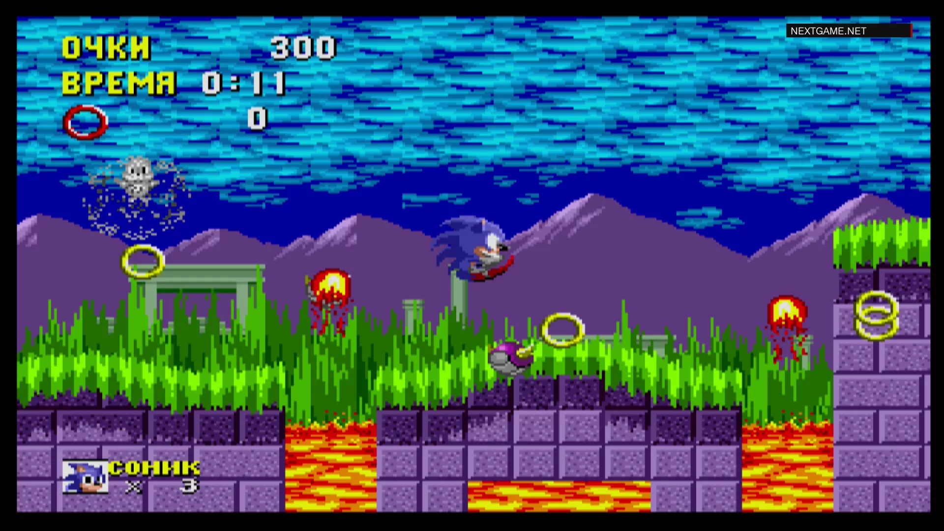 Купить картридж Соник Ежик (Sonic The Hedgehog) Русская Версия (16 bit) для  Сеги