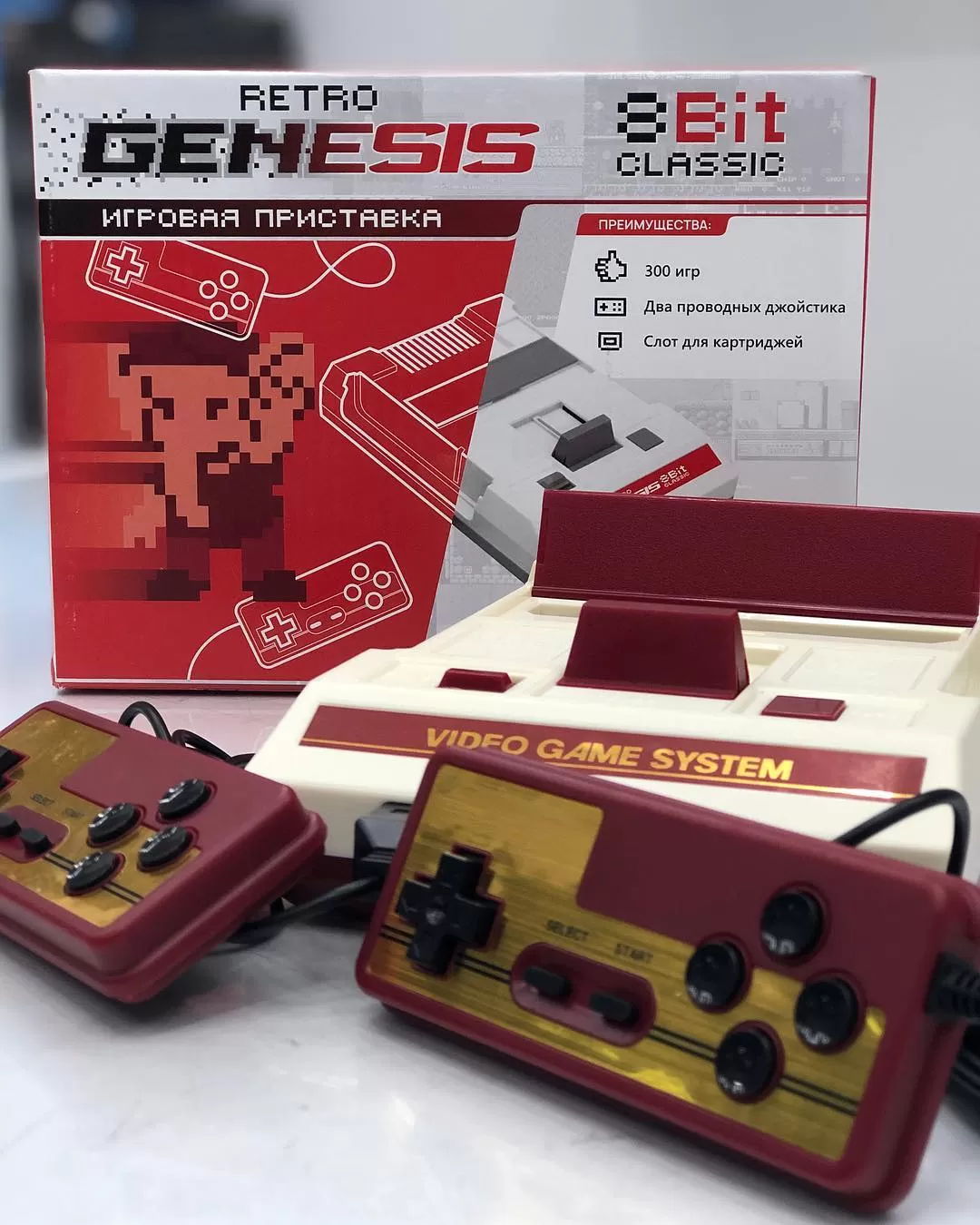 Игровая приставка 8 bit Retro Genesis Classic (300 в 1) + 300 встроенных игр  + 2 геймпада (Серая) 8 bit, Денди (Dendy) - купить в Москве недорого -  NextGame