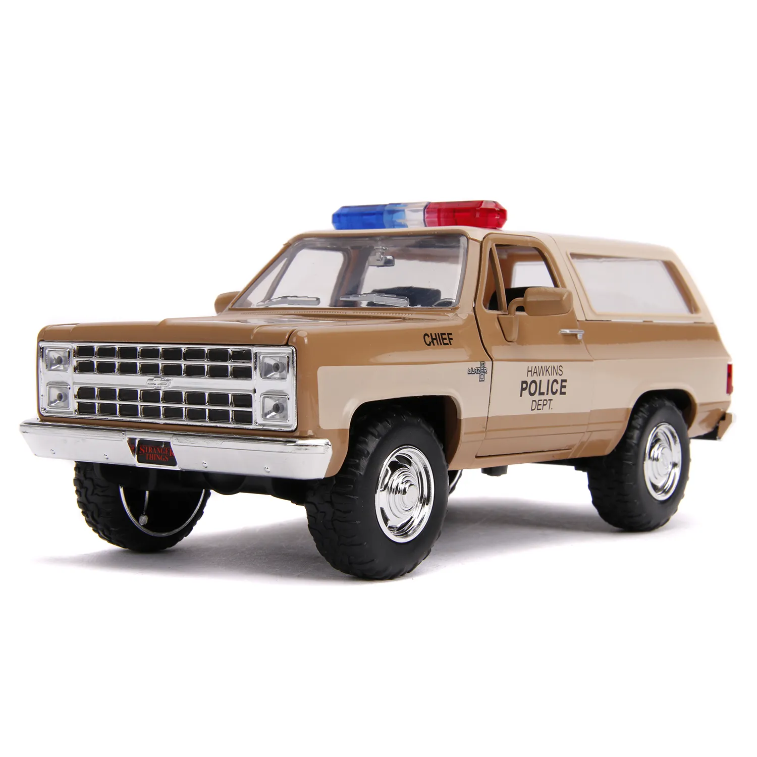 Модель машинки Jada Toys: Шеви К5 Блейзер 1980 года со Значком (1980 Chevy  K5 Blazer with Badge) Очень странные дела (Stranger Things) (31111) 1:24