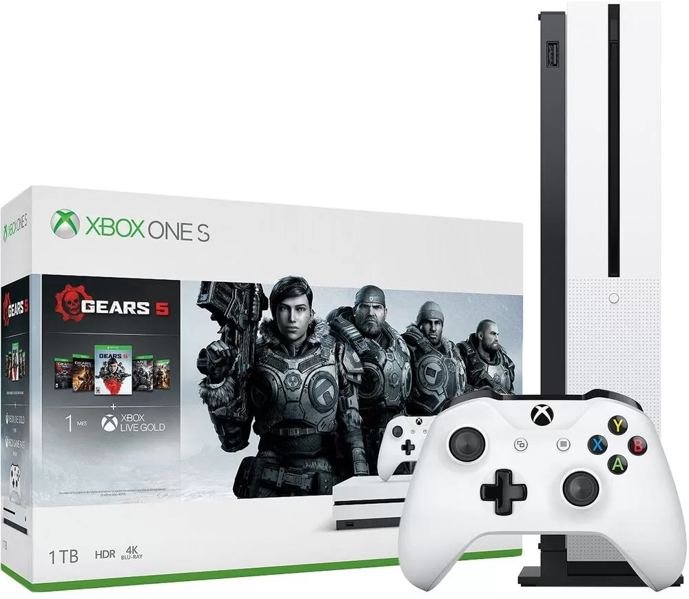 Игровая приставка Microsoft Xbox One S 1Tb Rus Белая + Gears of War:  Ultimate Edition +