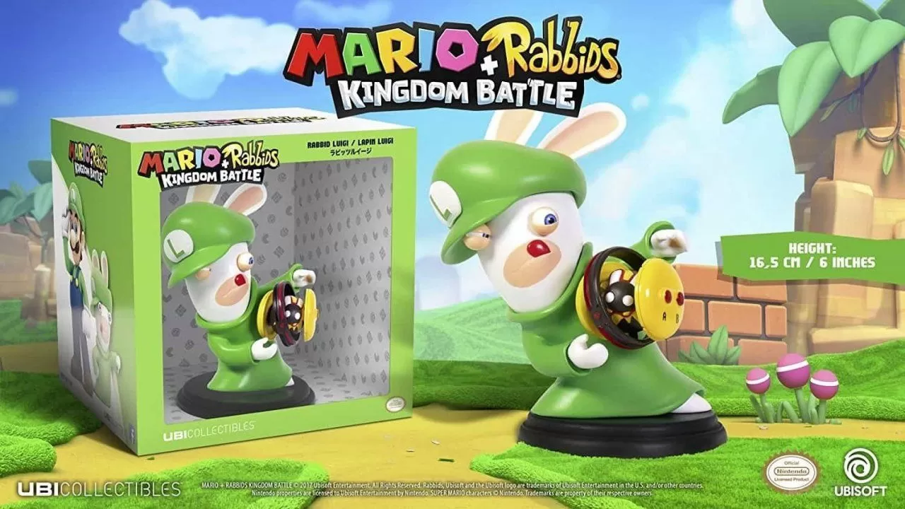 Фигурка Ubisoft: Кролик Луиджи (Rabbid Luigi) Mario + Rabbids Kingdom  Battle (Битва За Королевство) 16 см купить в Москве по цене 6 380 р в  каталоге интернет магазина «NextGame» - характеристики, сравнение,  описание, скидки, доставка