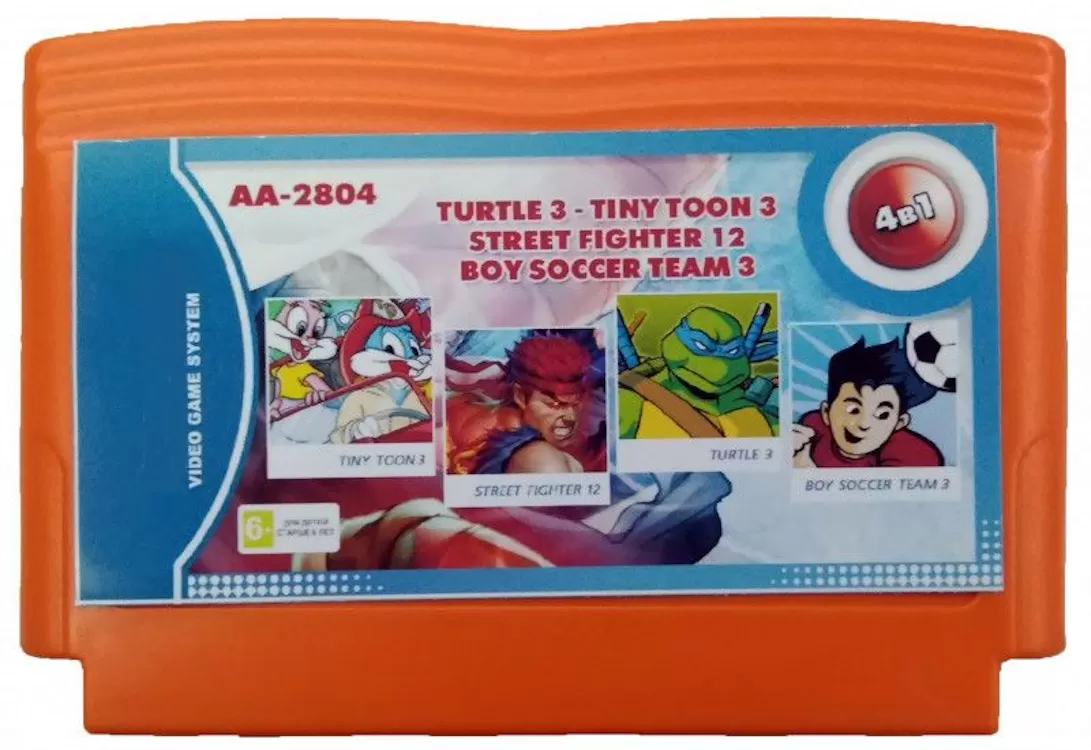 Картридж Сборник игр 4 в 1 AA-2804 TURTLES 3 / STREET FIGHTER 2 / TINY TOON  3 / BOY SOCCER TEAM 3 (8 bit) для Денди - купить в Москве - NextGame