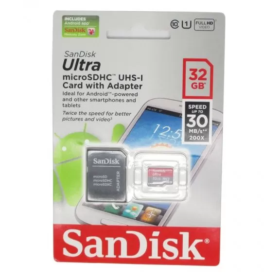 Карта памяти microsdhc uhs i sandisk ultra 32 гб