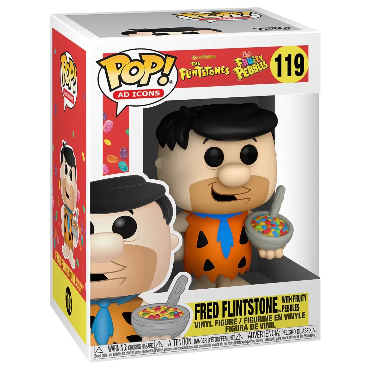 Купить Фигурка Funko POP! Ad Icons: Фред Флинтстоун с фруктовой галькой  (Fred Flintstone w/Fruity Pebble) Флинтстоуны Фруктовые камешки  (Flintstones ...