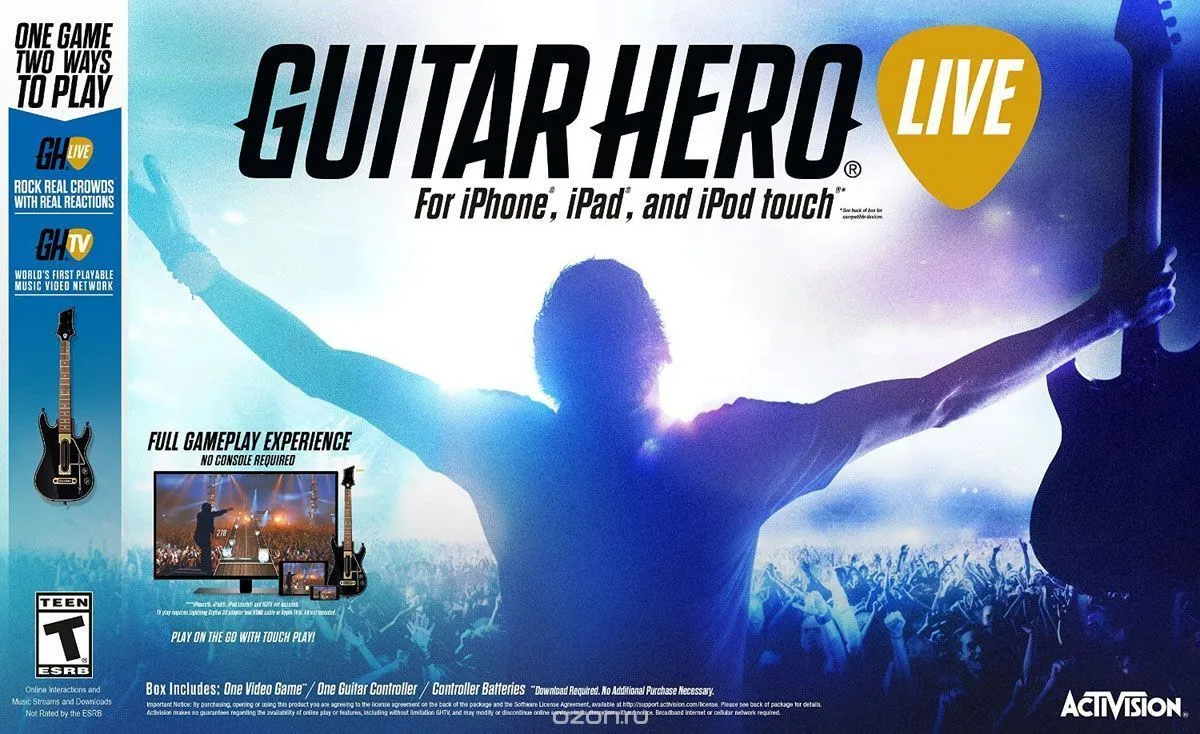 Купить guitar hero: live controller (беспроводная гитара) ipan/iphone/ipod  touch ios по цене 1 160 р в Москве в интернет магазине 