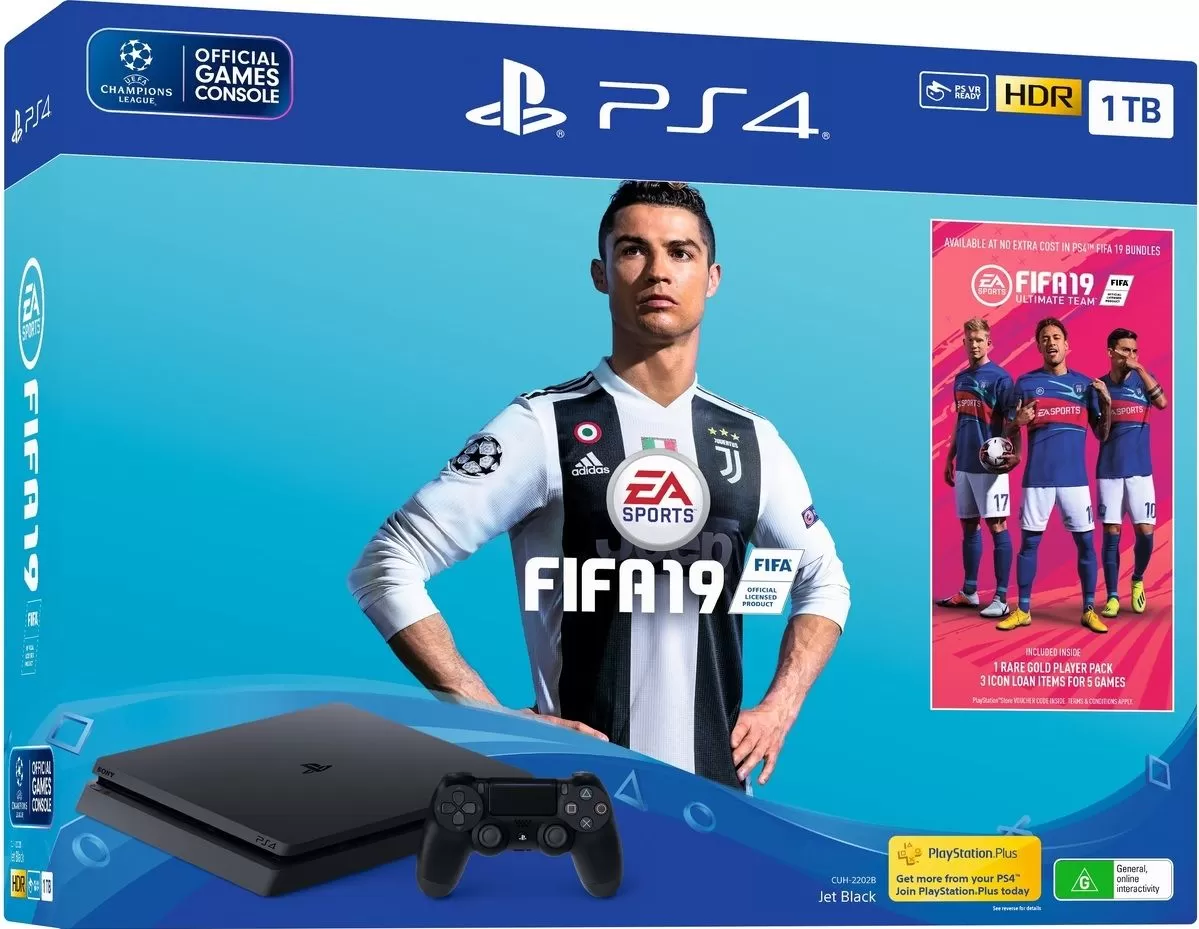 Игровая приставка Sony PlayStation 4 Slim 1Tb Eur Черная + игра Fifa 19