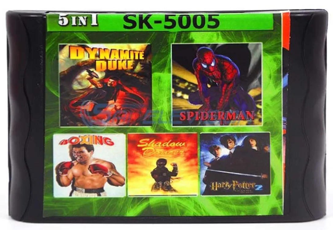 Картридж Сборник игр 5 в 1 SK 5005 Harry Potter/Spider-Man/Boxing/Dynamite  Duke/Shadow Dancer (16 bit) для Сеги