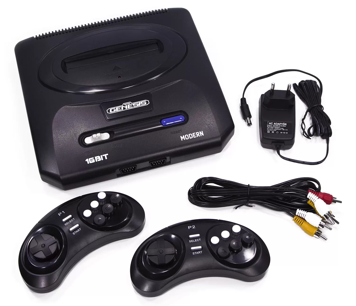 Купить Игровая приставка 16 bit Sega Retro Genesis Modern Wireless (300 в  1) + 300 встроенных игр + 2 беспроводных геймпада (Черная) по цене 4 670 р  в Москве в каталоге интернет магазина NextGame - характеристики, сравнение,  наличие, доставка