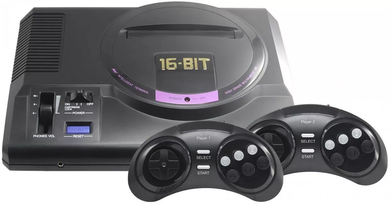 Игровая приставка 16 bit Sega Retro Genesis HD Ultra (225 в 1) + 225  встроенных игр + 2 беспроводных геймпада + HDMI кабель (Черная)