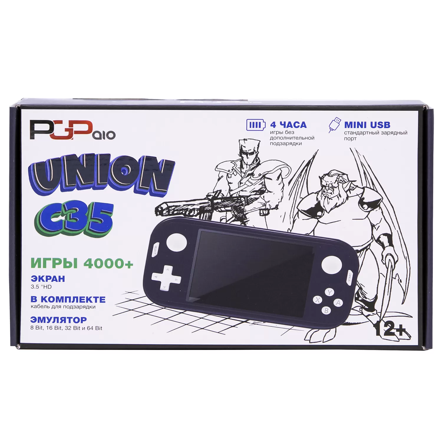 Портативная игровая приставка PGP AIO Union C35a (4000 в 1) + 4000  встроенных игр (Серый) 8 bit