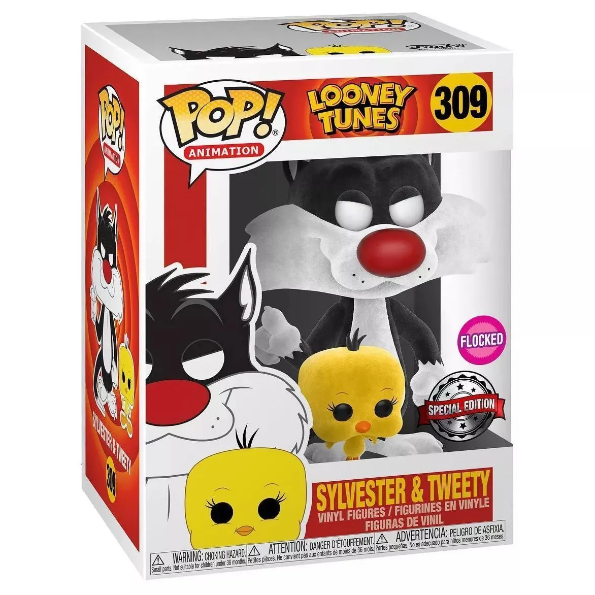 Набор Funko Pop and Tee: Фигурка Сильвестр и Твити (Sylvester & Tweety)  Луни Тюнз (Looney Tunes) (46987) 9,5 см + Футболка Сильвестр и Твити  (Sylvester & Tweety) Луни Тюнз (Looney Tunes) Серая,